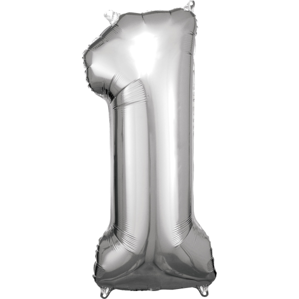 Folijski balon broj 1 srebrni - party baloni