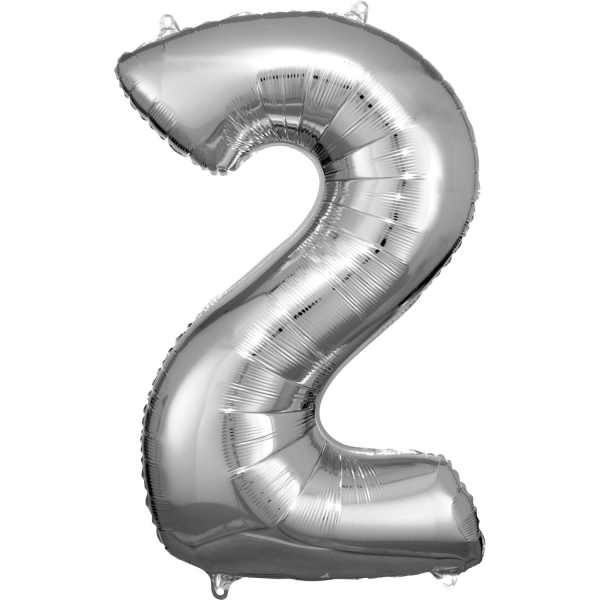 Folijski balon broj 2 srebrni - party baloni