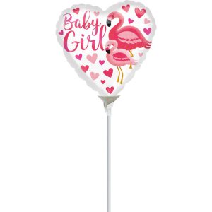 Mini Flamingo Baby Girl folijski balon na štapiću