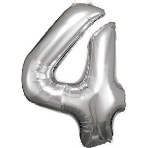 Folijski balon broj 4 srebrni - party baloni