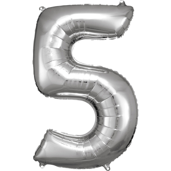 Folijski balon broj 5 srebrni - party baloni