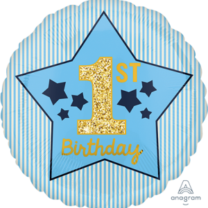 Folijski balon Standard Boy 1st Birthday Blue & Gold