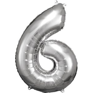 Folijski balon broj 6 srebrni - party baloni