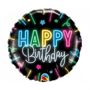 Folijski balon 18" QL Happy Birthday neon glow