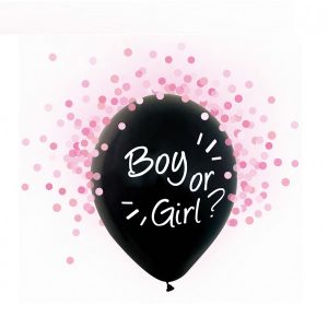 Lateks baloni Boy or Girl pink confetti, 12", 1/1 - 4 kom