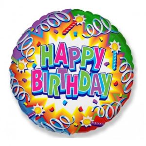 Folijski balon 18" FX Happy Birthday streamers