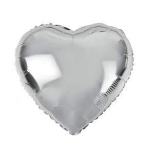 Folijski balon Srce srebrni metalik 43 cm