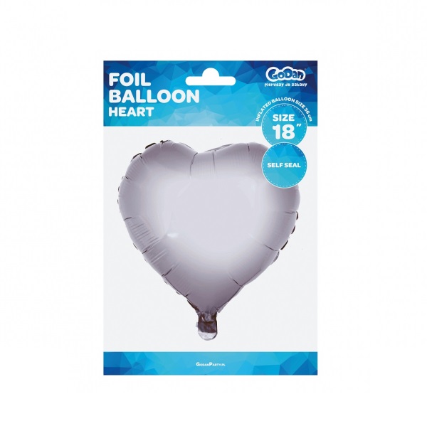 Folijski balon Srce srebrni metalik 43 cm
