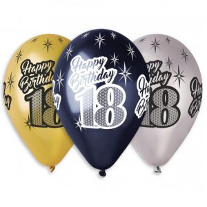 Lateks baloni metalik Happy Birthday 18