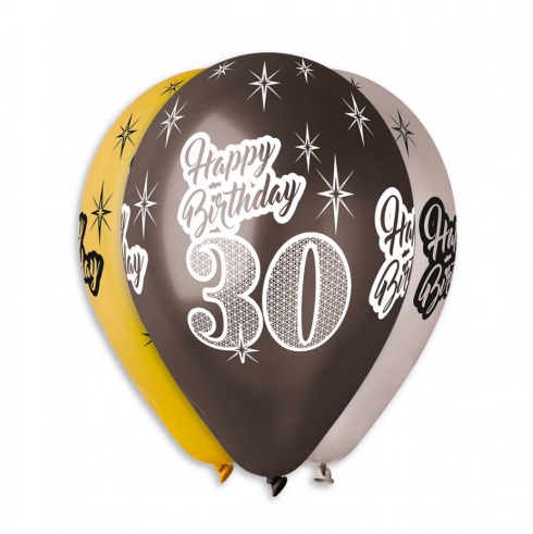 Lateks baloni metalik Happy Birthday 30