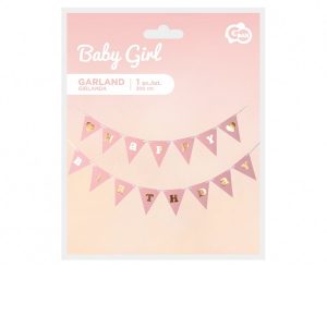Papirnati natpis Happy Birthday Baby Girl svjetloružičasti