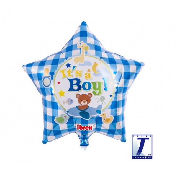 Folijski balon Star 15" It's a Girl Bear Ibrex blue
