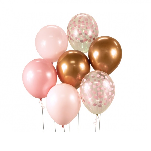Lateks baloni buket, pink and copper, 1/1 - 7 kom