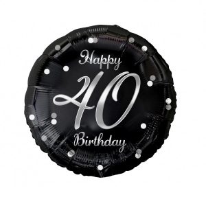 Folijski balon Happy 40 Birthday black silver