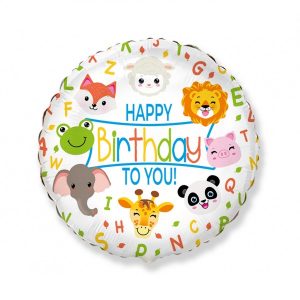 Folijski balon Happy Birthday Animals FX 18"