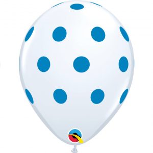 Lateks baloni 28 cm Big Polka Dots White / Blue