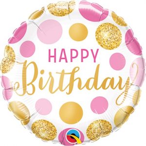 Mini Folijski balon Happy Birthday Pink&Gold