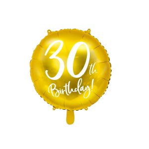 Folijski balon 30th Birthday gold 18”