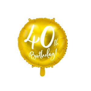 Folijski balon 40th Birthday gold 18”