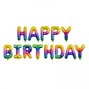 Folijski Balon Sretan rođendan, 340x35cm, rainbow