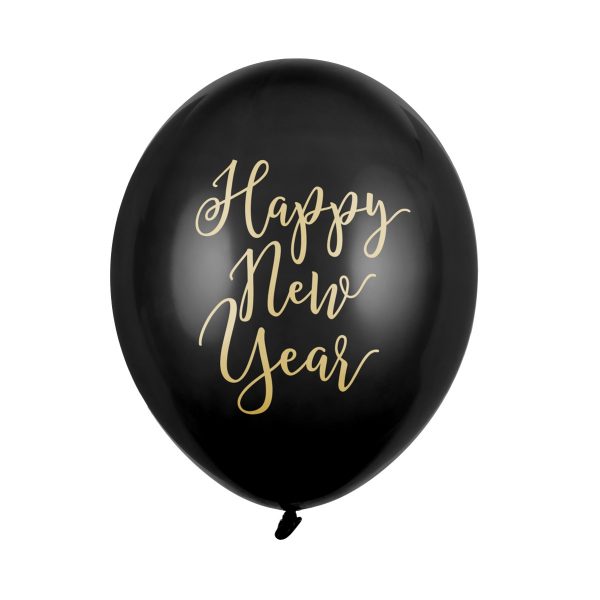 Lateks balon Happy New Year black 12"