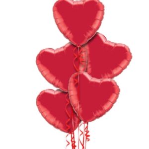 Folijski baloni 5 crvena srca 18
