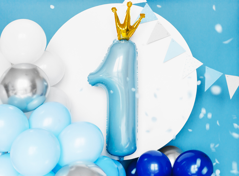 Folijski balon broj 1 sky blue37x100 cm